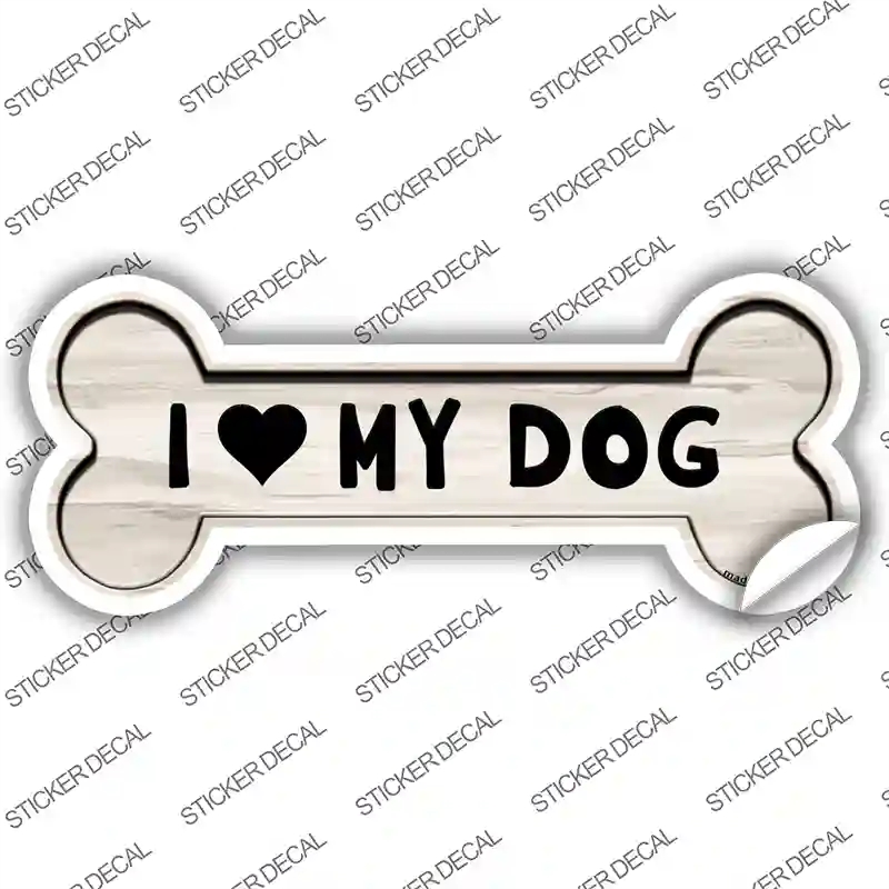 B-092s-L I Love My Dog Novelty Bone Sticker Decal - Large