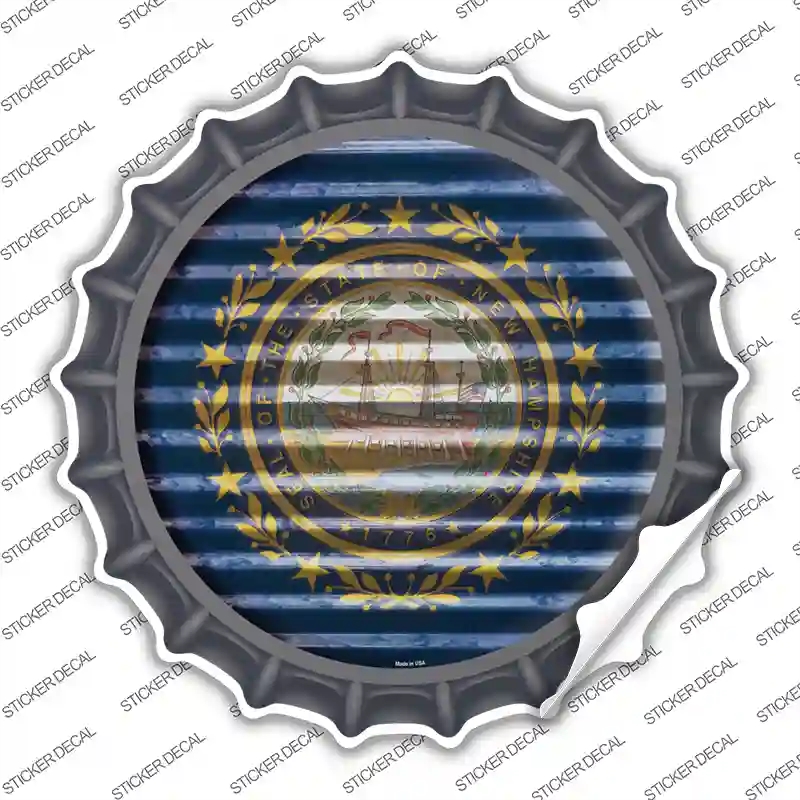 BC-939s-S   Hampshire Flag Corrugated Novelty Bottle Cap Sticker Decal - Small