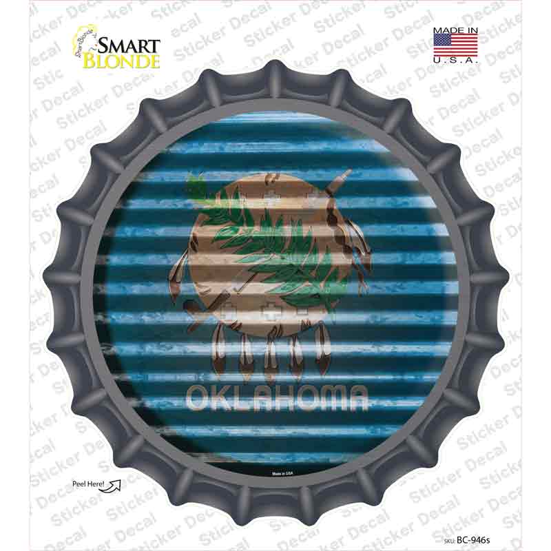 BC-946s-M Oklahoma Flag Corrugated Novelty Bottle Cap Sticker Decal - Medium