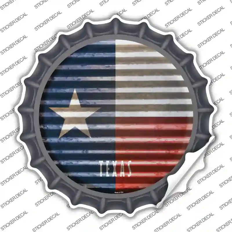 BC-953s-L Texas Flag Corrugated Novelty Bottle Cap Sticker Decal - Large