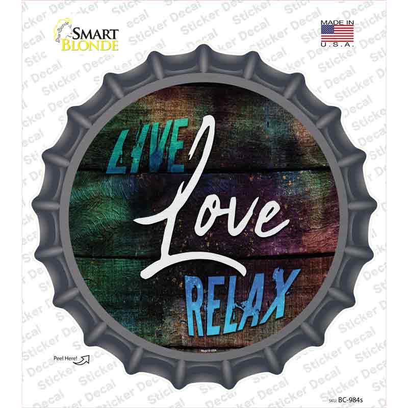 BC-984s-M Live Love Relax Novelty Bottle Cap Sticker Decal - Medium