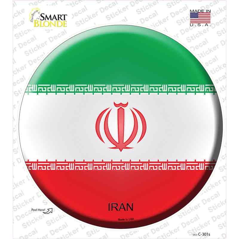 C-301s-M Iran Country Novelty Circle Sticker Decal - Medium