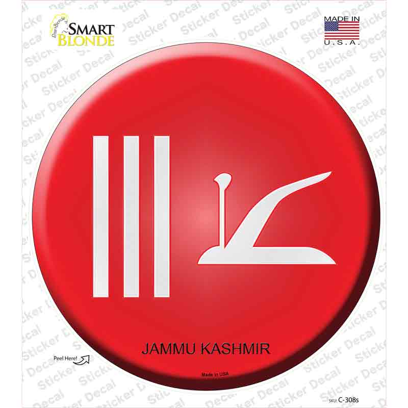 C-308s-M Jammu Kashmir Country Novelty Circle Sticker Decal - Medium