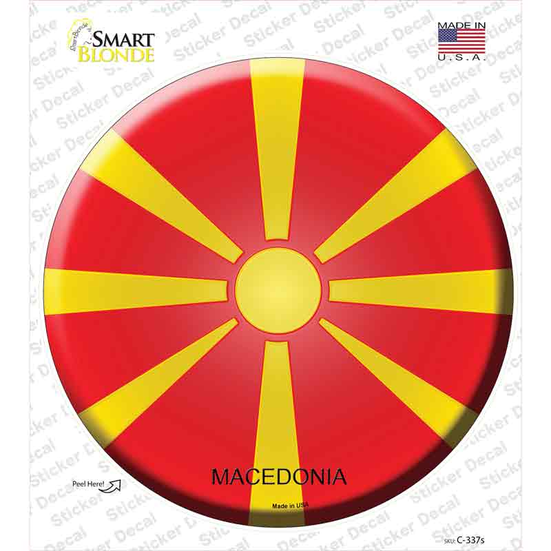 C-337s-M Macedonia Country Novelty Circle Sticker Decal - Medium