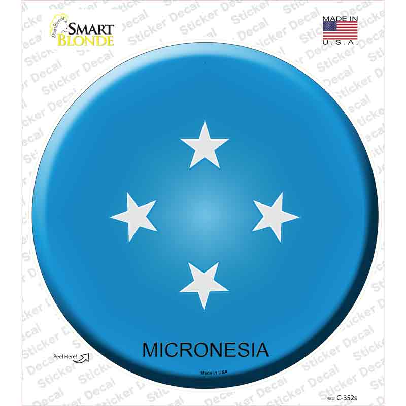 C-352s-M Micronesia Country Novelty Circle Sticker Decal - Medium