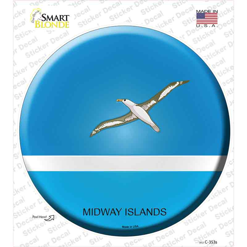 C-353s-M Midway Islands Country Novelty Circle Sticker Decal - Medium