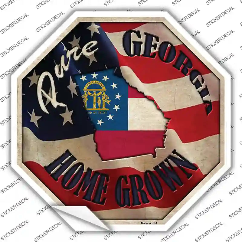 BS-411s-S Georgia Home Grown Novelty Octagon Sticker Decal - Small