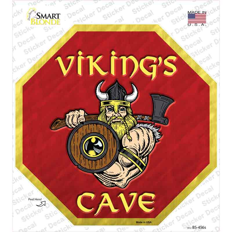 BS-456s-M Vikings Cave Novelty Octagon Sticker Decal - Medium