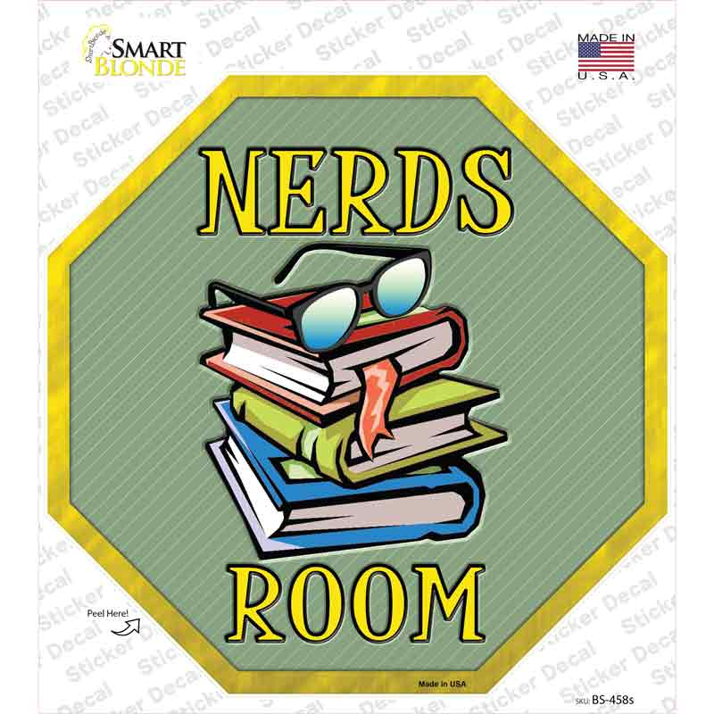 BS-458s-M Nerds Room Novelty Octagon Sticker Decal - Medium