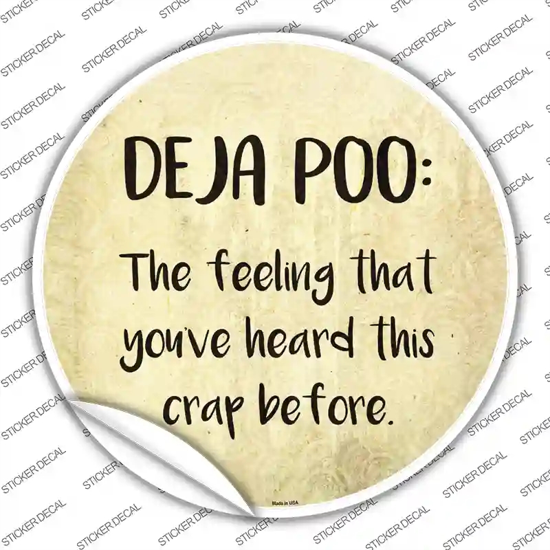 C-1015s-L Deja Poo Definition Novelty Circle Sticker Decal - Large