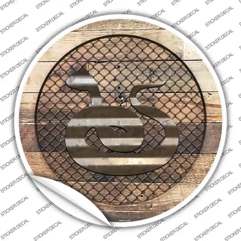 C-1028s-L Snake on Wood Novelty Circle Sticker Decal - Large