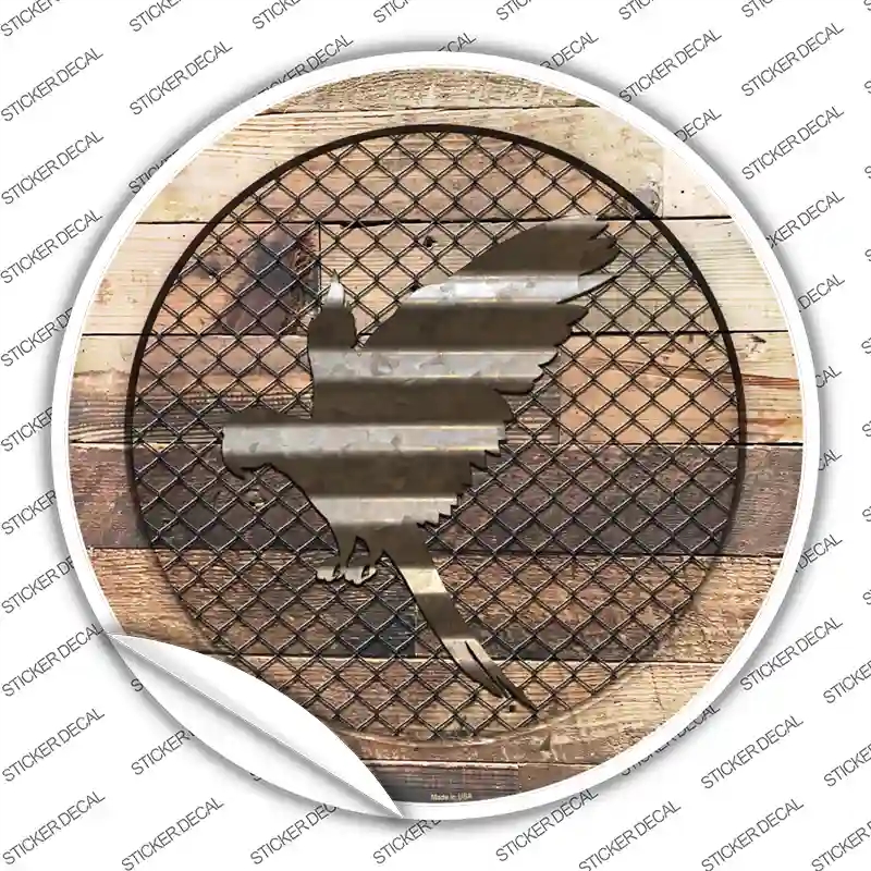 C-1041s-L Parrot on Wood Novelty Circle Sticker Decal - Large