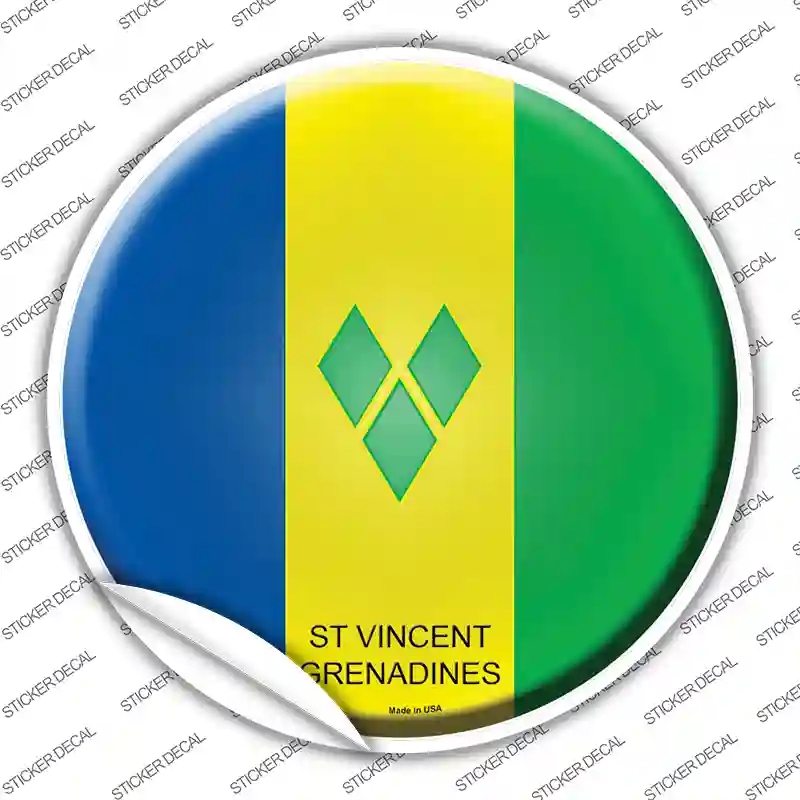 C-428s-S St Vincent Grenadines Country Novelty Circle Sticker Decal - Small