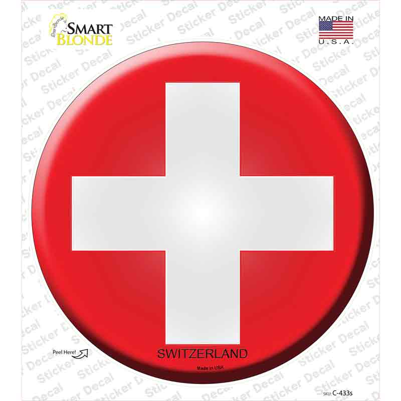 C-433s-M Switzerland Country Novelty Circle Sticker Decal - Medium