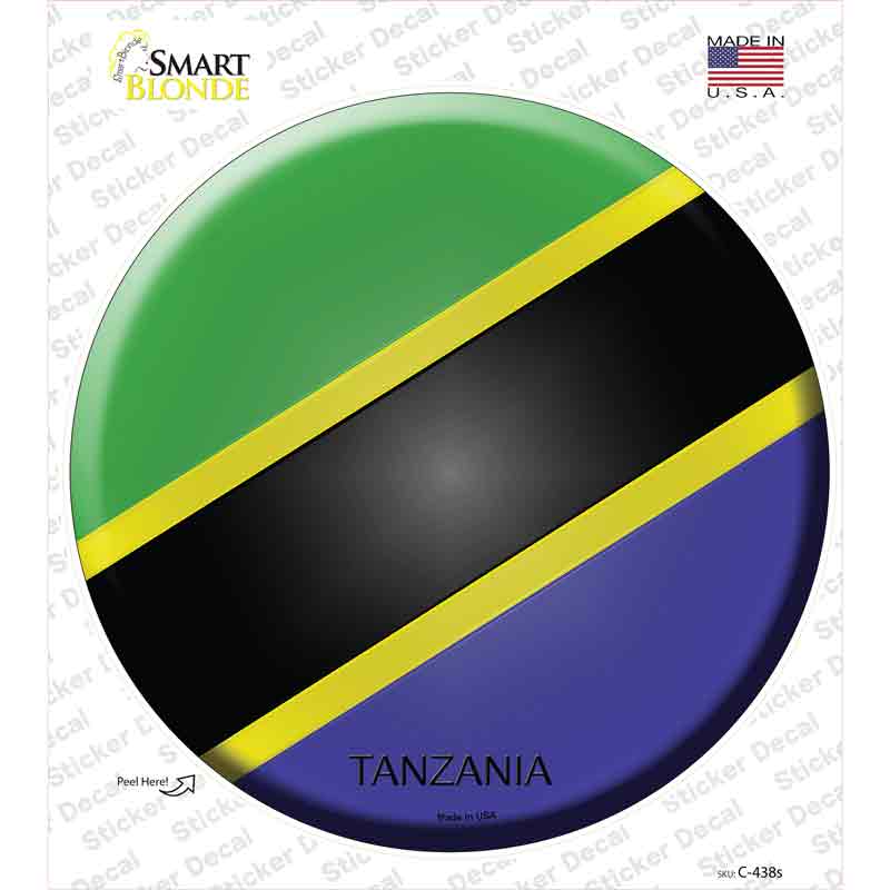C-438s-M Tanzania Country Novelty Circle Sticker Decal - Medium