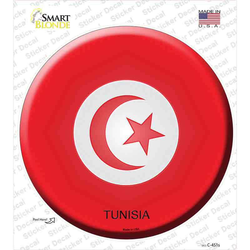 C-451s-M Tunisia Country Novelty Circle Sticker Decal - Medium