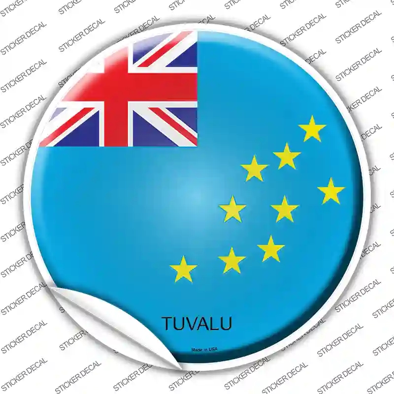 C-456s-L Tuvalu Country Novelty Circle Sticker Decal - Large