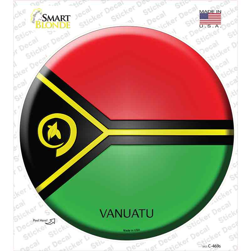 C-469s-M Vanuatu Country Novelty Circle Sticker Decal - Medium