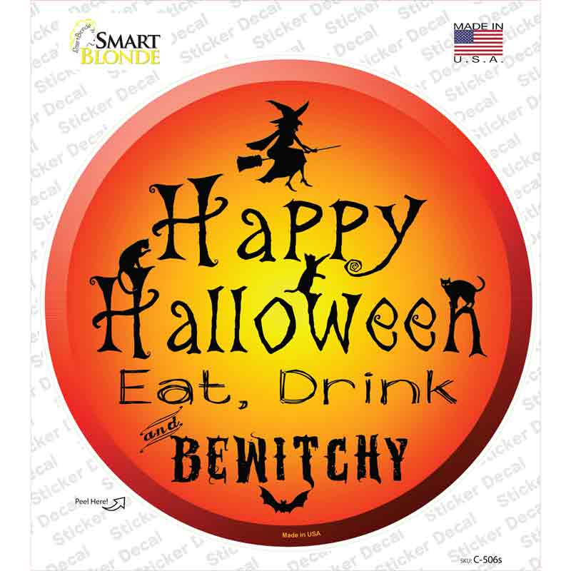 C-506s-M Happy Halloween Novelty Circle Sticker Decal - Medium