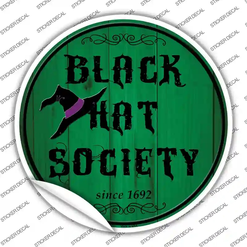 C-507s-S Black Hat Society Novelty Circle Sticker Decal - Small