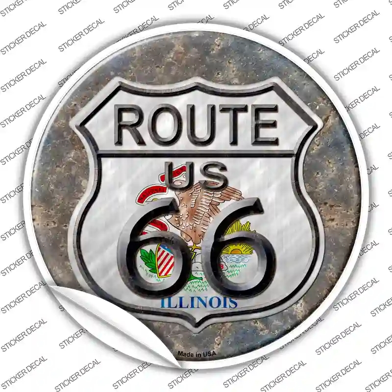 C-519s-XL Illinois Route 66 Novelty Circle Sticker Decal - Extra Large
