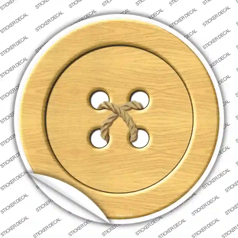 C-567s-S Wooden Button Novelty Circle Sticker Decal - Small