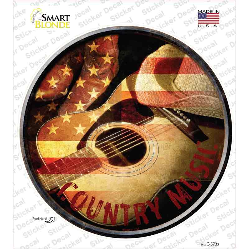 C-573s-M Country Music Novelty Circle Sticker Decal - Medium