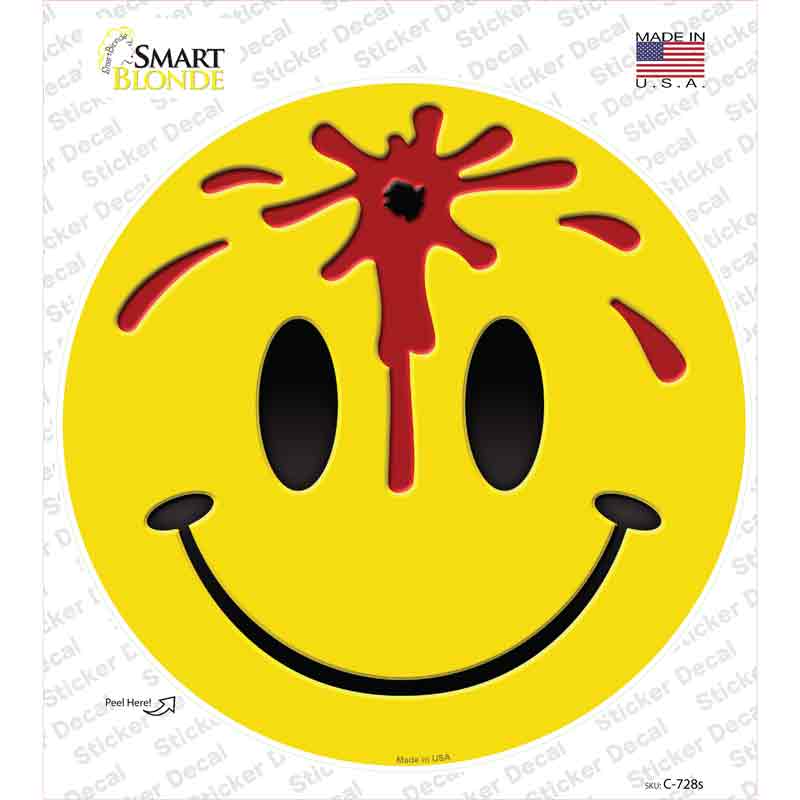 C-728s-M Bullet Smile Novelty Circle Sticker Decal - Medium