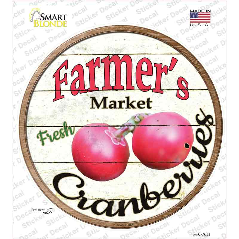 C-763s-M Farmers Market Cranberries Novelty Circle Sticker Decal - Medium