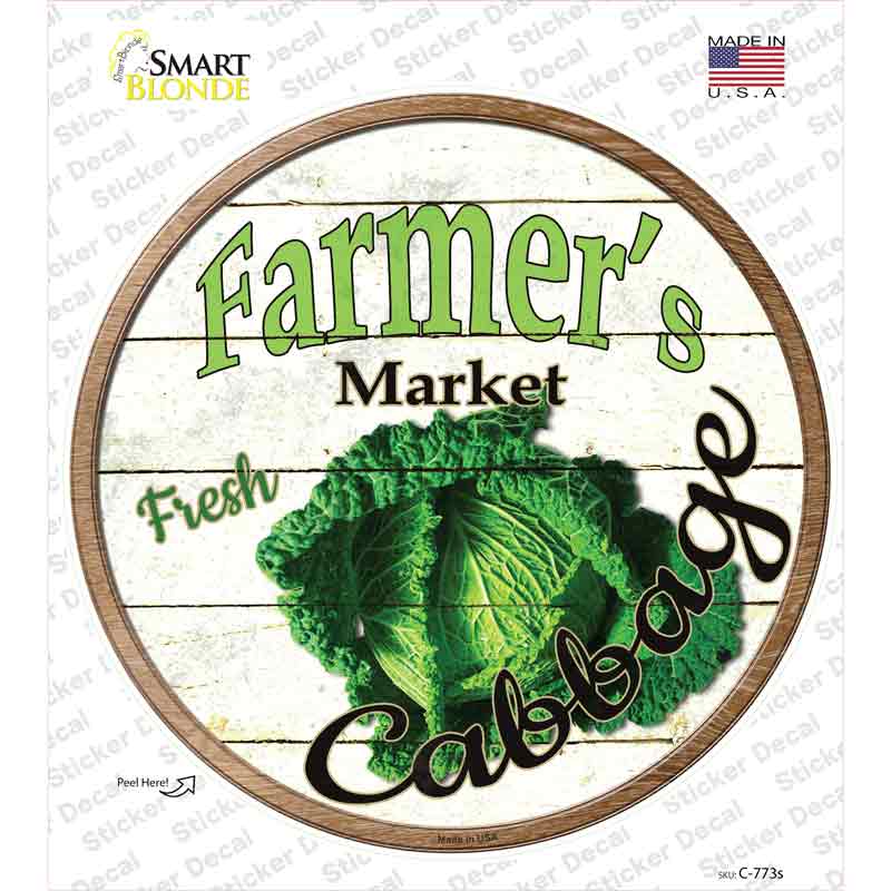 C-773s-M Farmers Market Cabbage Novelty Circle Sticker Decal - Medium