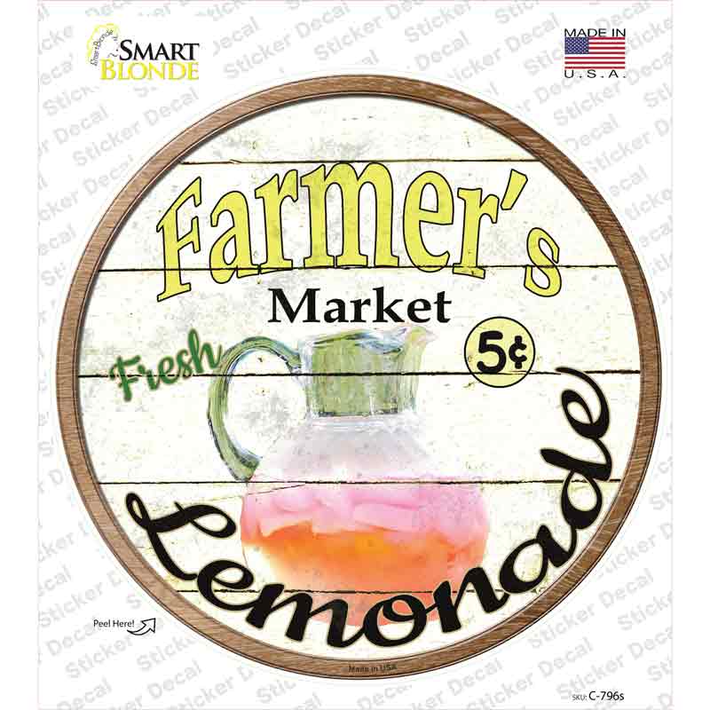 C-796s-M Farmers Market Lemonade Novelty Circle Sticker Decal - Medium