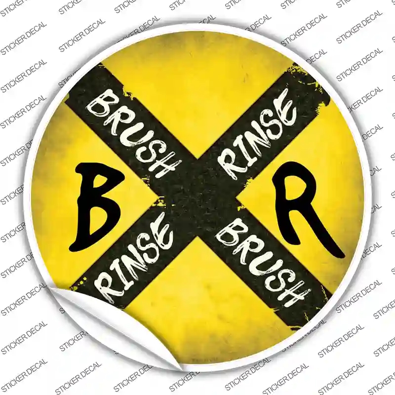 C-828s-S Brush & Rinse Novelty Circle Sticker Decal - Small