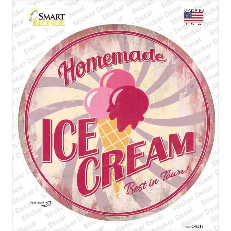 C-851s-M Homemade Ice Cream Novelty Circle Sticker Decal - Medium