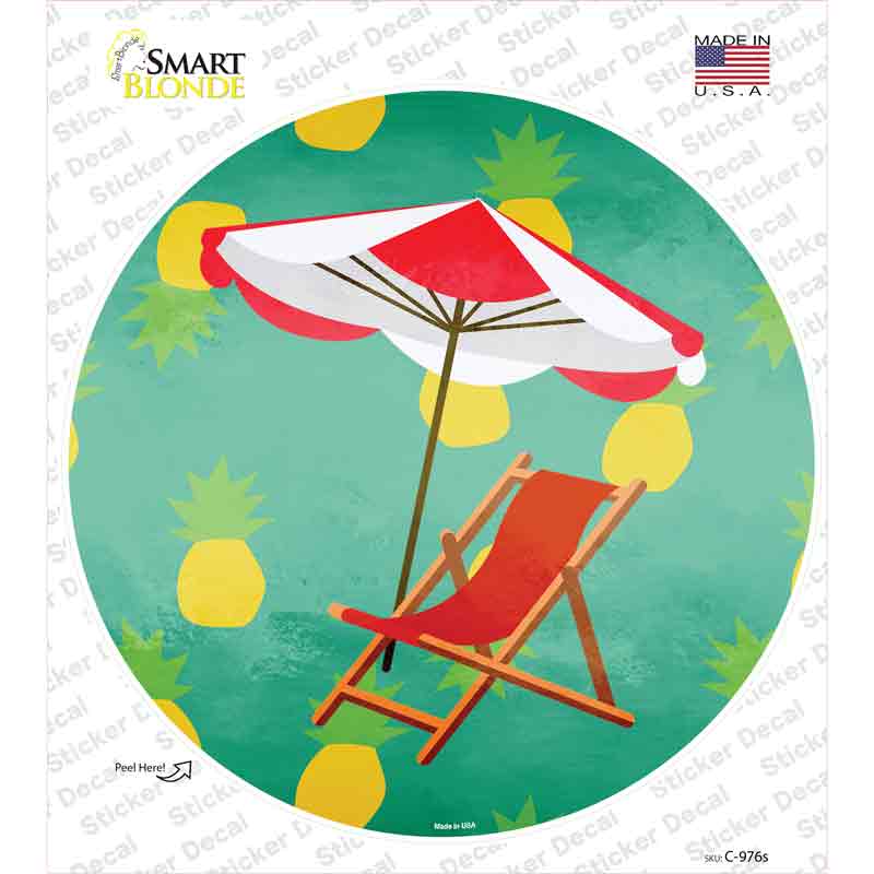 C-976s-M Chair & Umbrella Novelty Circle Sticker Decal - Medium