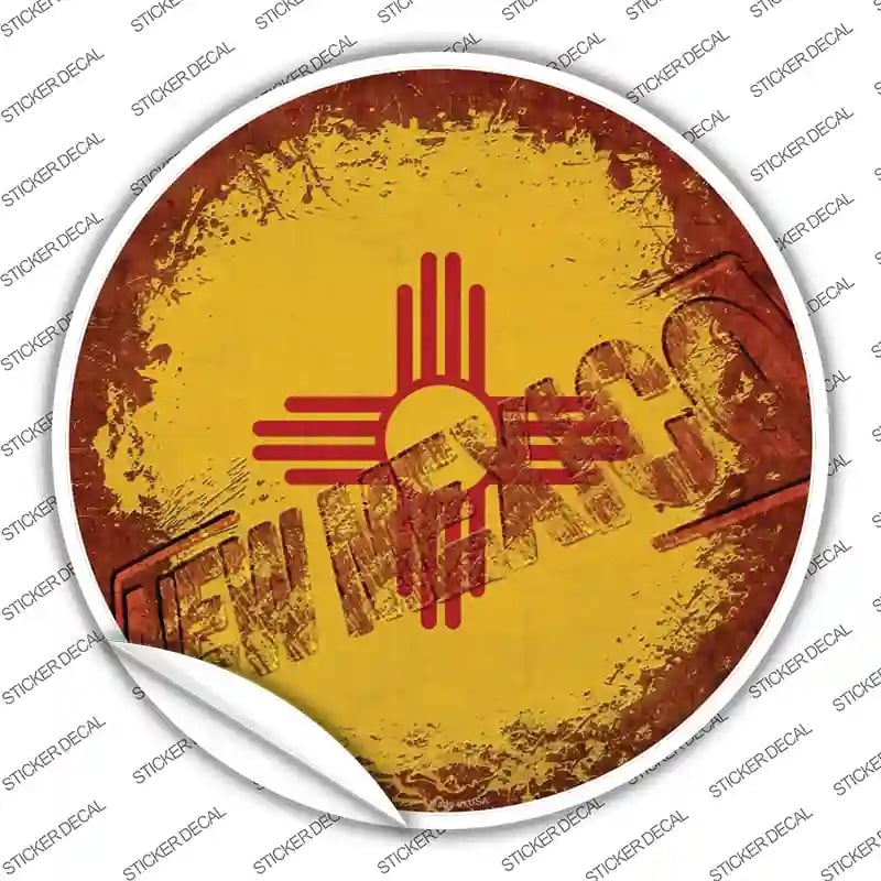 C-1196s-L   Mexico Rusty Stamped Novelty Circle Sticker Decal - Large