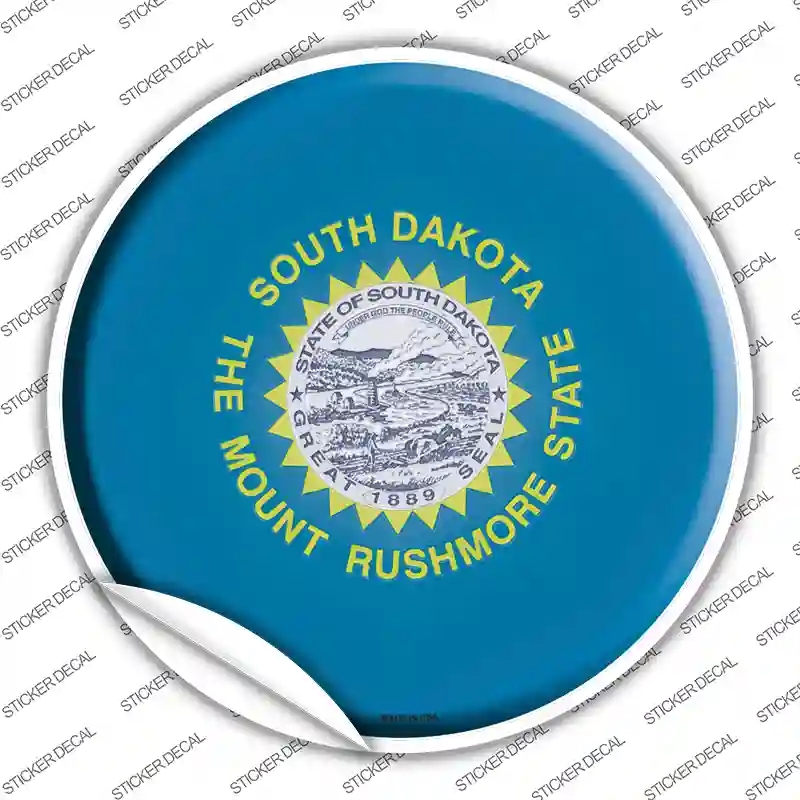 C-140s-L South Dakota State Flag Novelty Circle Sticker Decal - Large