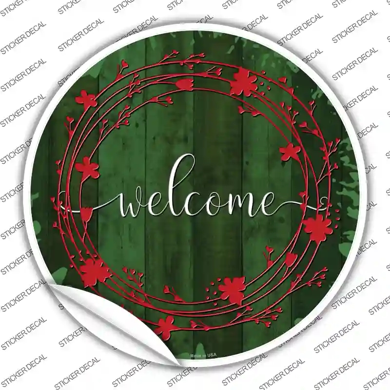 C-1421s-XL Welcome Green Novelty Circle Sticker Decal - Extra Large
