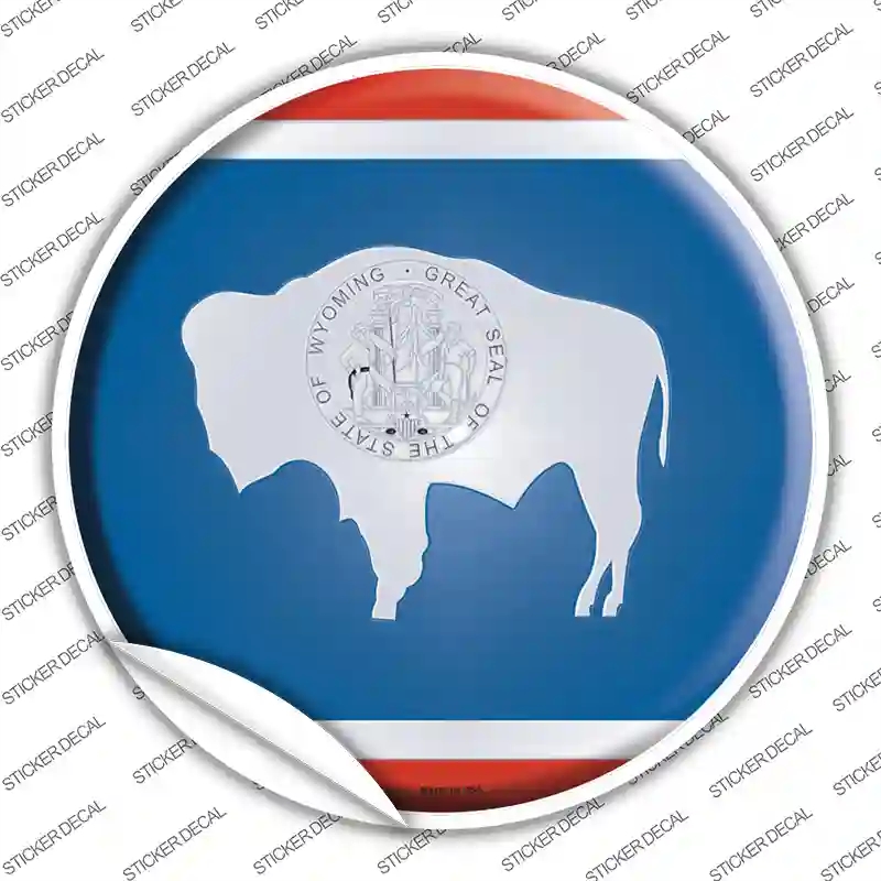 C-149s-S Wyoming State Flag Novelty Circle Sticker Decal - Small