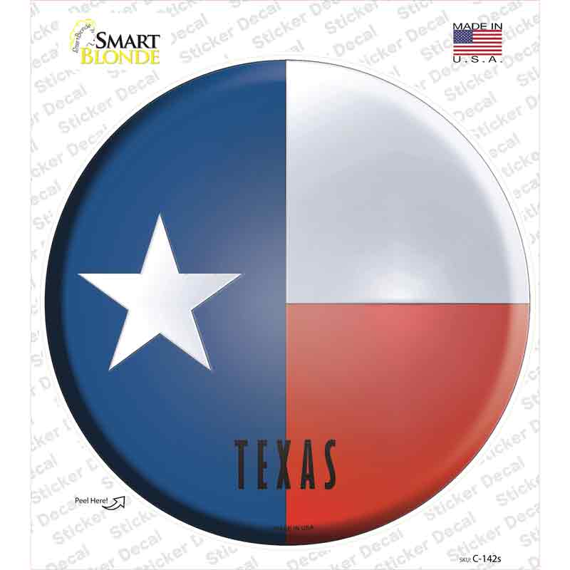 C-142s-M Texas State Flag Novelty Circle Sticker Decal - Medium