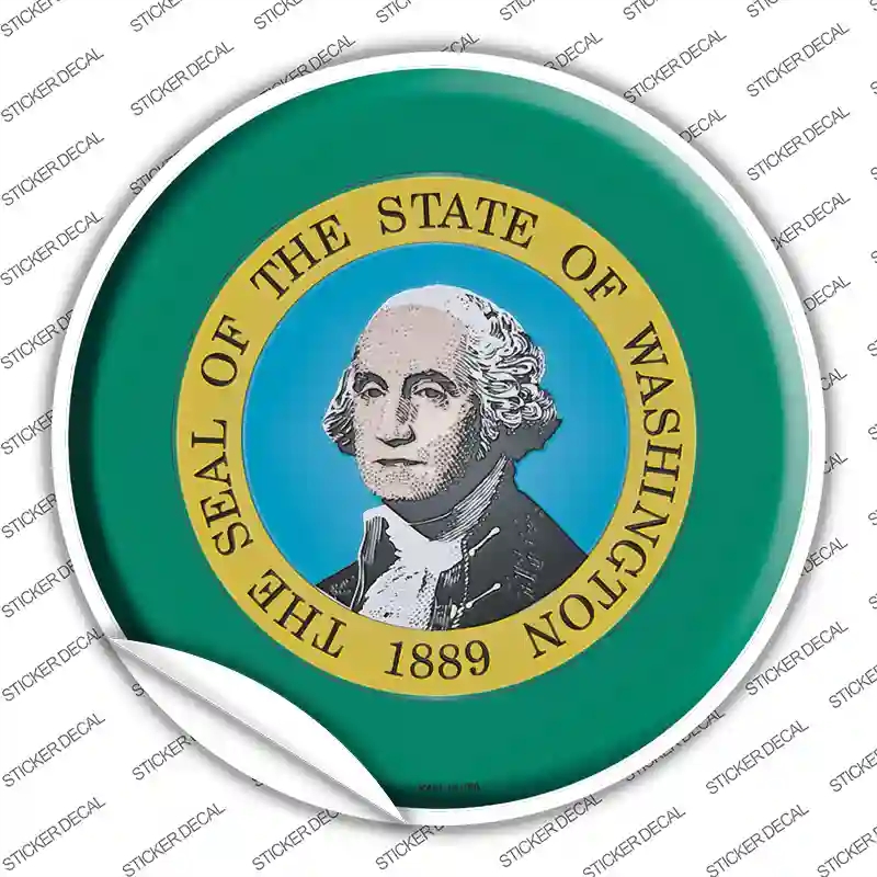 C-146s-S Washington State Flag Novelty Circle Sticker Decal - Small