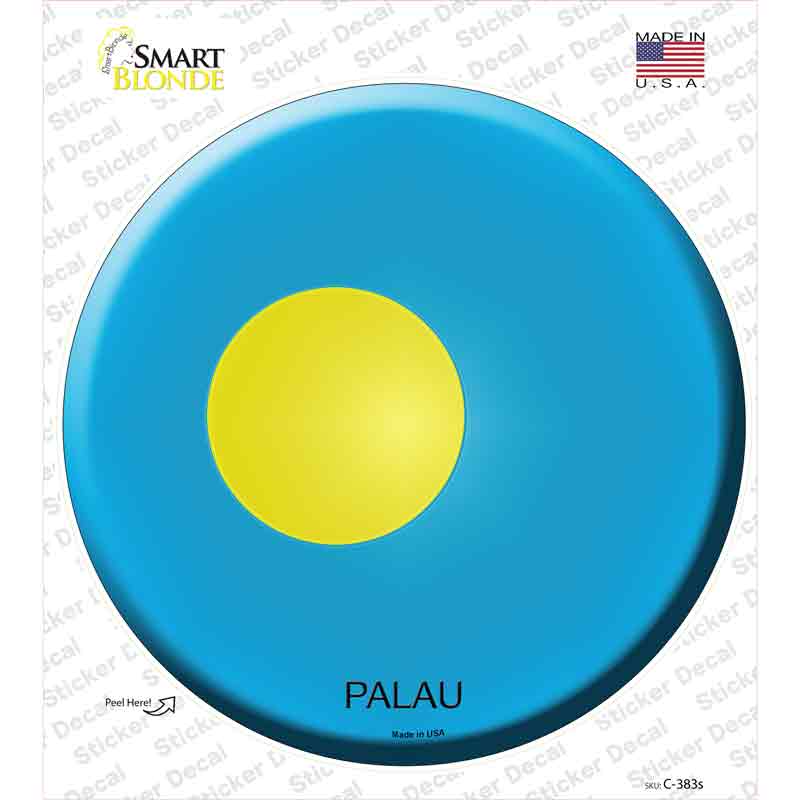 C-383s-M Palau Country Novelty Circle Sticker Decal - Medium