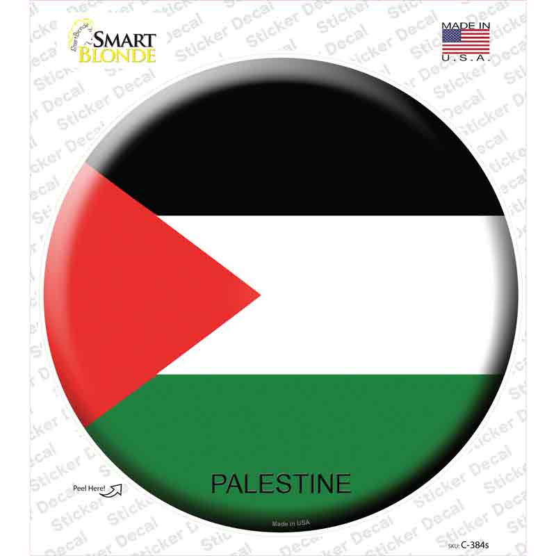 C-384s-M Palestine Country Novelty Circle Sticker Decal - Medium