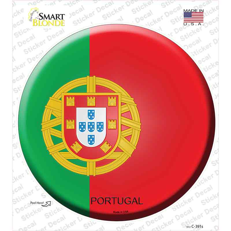 C-391s-M Portugal Country Novelty Circle Sticker Decal - Medium