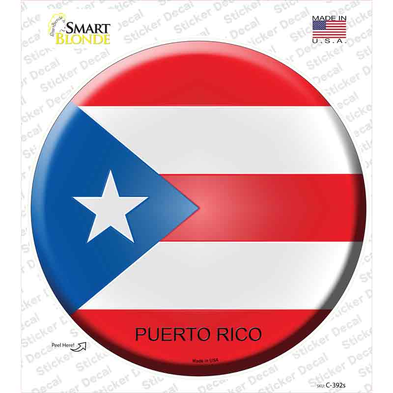 C-392s-M Puerto Rico Country Novelty Circle Sticker Decal - Medium