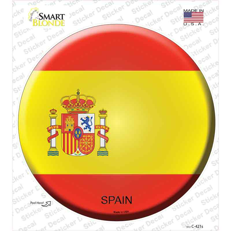 C-421s-M Spain Country Novelty Circle Sticker Decal - Medium