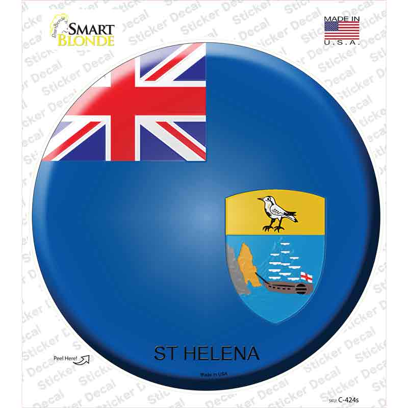 C-424s-M St Helena Country Novelty Circle Sticker Decal - Medium