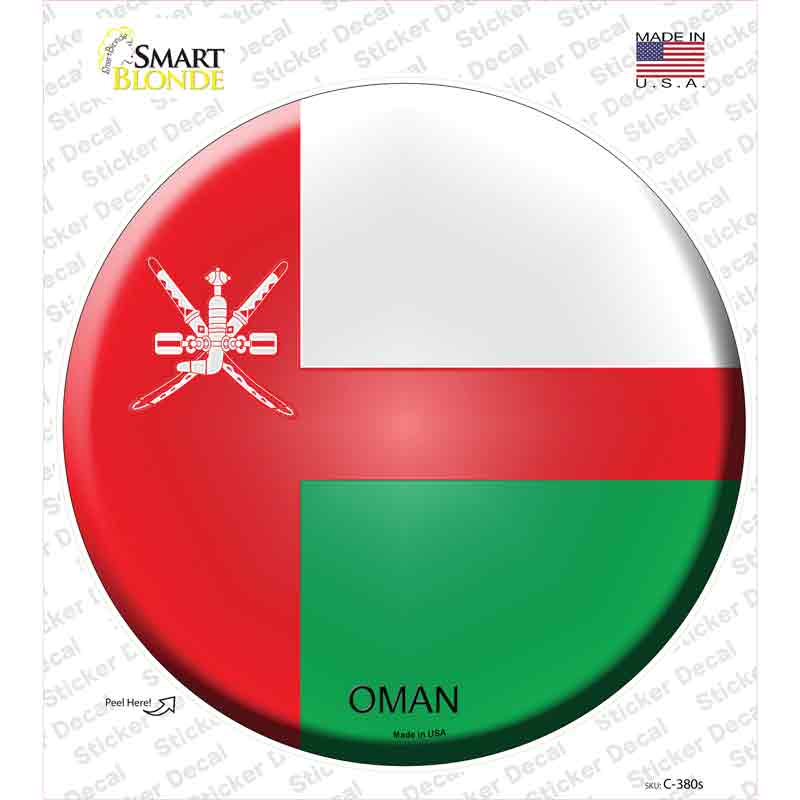 C-380s-M Oman Country Novelty Circle Sticker Decal - Medium