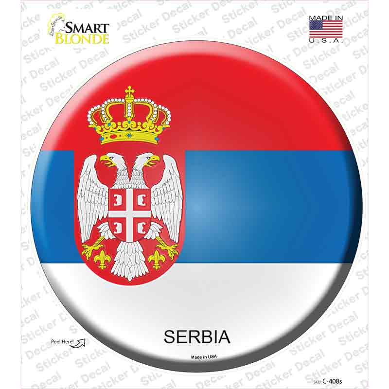 C-408s-M Serbia Country Novelty Circle Sticker Decal - Medium
