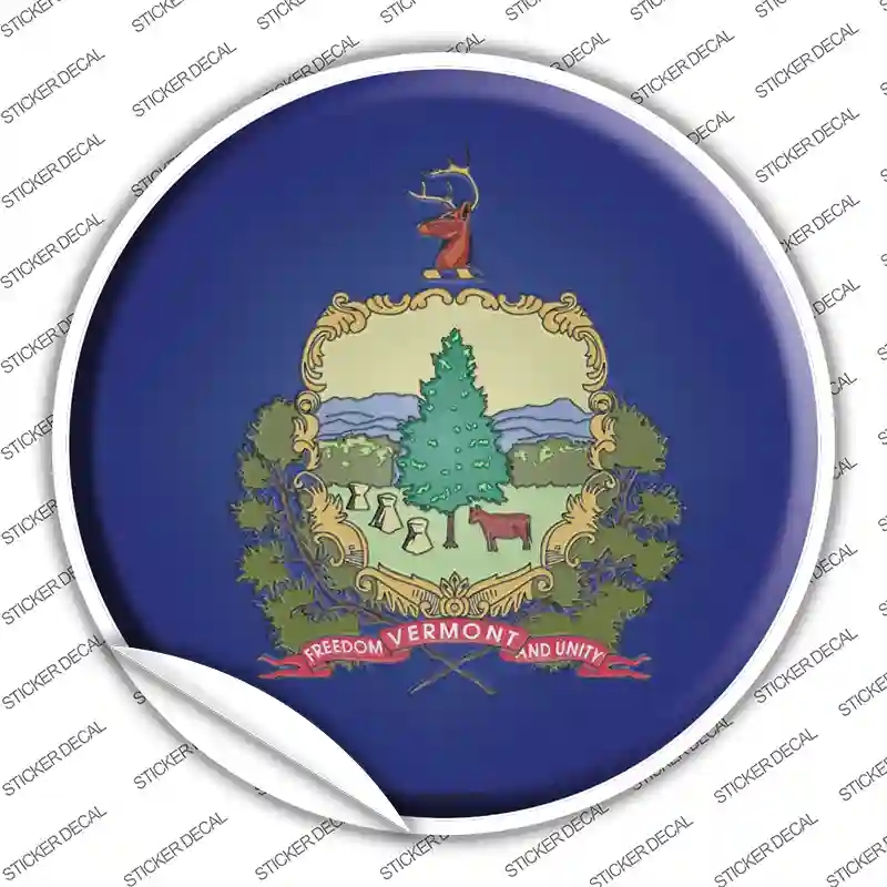 C-144s-L Vermont State Flag Novelty Circle Sticker Decal - Large
