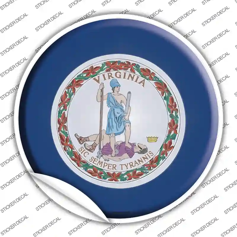 C-145s-S Virginia State Flag Novelty Circle Sticker Decal - Small